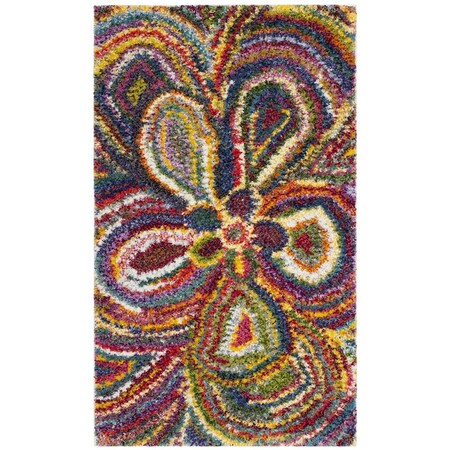 Safavieh 3 x 5 ft. Fiesta Shag Power Loomed Rug, Multi Color - Small Rectangle FSG383M-3